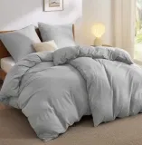 BEDSURE Bettwäsche Silbergrau – 2 Bettbezüge + 2 Kissenbezüge (ÖKO-TEX  135×200)