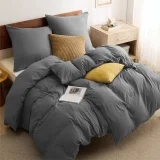 BEDSURE Bettwäsche Anthrazit – 1 Bettbezug + 2 Kissenbezüge (ÖKO-TEX Bettwäsche 200 x 200cm + 2x 80x80cm)