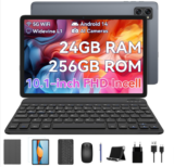 [Exklusiv] BESTTAB Android 14 Tablet 10 Zoll, 24GB RAM+256GB ROM(2TB TF) mit 5G WiFi + Maus, Bluetooth-Tastatur, Stylus-Stift, Schutzhülle, Glasfolie, Tablet-Ständer