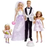 Barbie Hochzeitsset (4 Puppen: Barbie, Ken, Stacie, Chelsea)
