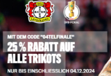 25% Rabatt auf Bayer04-Trikots