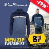Ben Sherman Blue Two Tone Zip Herren Sweatshirt 1981080945 (Gr. S bis 2XL)