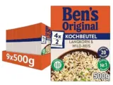 Ben’s Original Langkorn-Reis + Wild-Reis Kochbeutel 9er Pack (9x500g) ab 21,32 € inkl. Prime-Versand