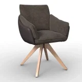 2x Bessagi Home Armlehnstuhl Alja Dunkelgrau Bouclé/Mikrofaser Drehbar