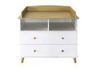 Bessagi Wickelkommode massiv „Lou“ in weiß/kieferfarben