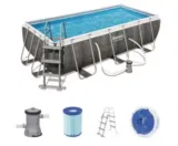 Bestway Power Steel Deluxe Pool-Set 404 x 201 x 100 cm inkl. Sandfilteranlage, Leiter