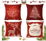 4 Stück Weihnachtskissenbezüge  45×45 Cm, Baumwolle für 4,99 € (Prime)