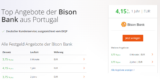 Bison Bank: Bis zu 4,15 % Zinsen p. A. auf Festgeld (ab 25.000 € Mindesteinlage, bis 100.000 €)