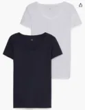 C&A Damen Unifarben T-Shirt U-Ausschnitt Kurzärmelig Multipack |2er Pack für 5,40 € inkl. Prime-Versand (statt 11,99 €)