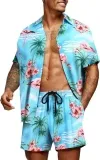COOFANDY Herren Hawaiihemd Flamingo (12 Farben, Gr. S bis 3XL)