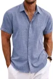 COOFANDY Herren Kurzarm Leinenhemd Button Down Regular Fit (17 Farben, Gr. S bis 5XL) für 26,00 € inkl. Prime-Versand (statt 30,59 €)