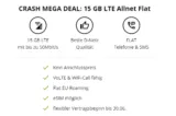 Crash mobil: Telekom Allnet Flat 15GB LTE ( Allnet- & SMS-Flat, keine Anschlusskosten) für 9,99€ mtl.