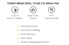 Crash mobil: Telekom Allnet Flat 15GB LTE ( Allnet- & SMS-Flat, keine Anschlusskosten) für 9,99€ mtl.