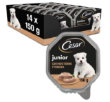 Cesar Junior Hundefutter Welpe Puppy mit zartem Truthahn und Kalb 150 g – 14 Schalen
