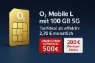 O2 Mobile L mit 100 GB mit 5G Tarifdeal ab effektiv 2,70 € monatlich [500€ MediaMarktgutschein + 200€ Wechselbonus]