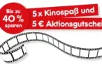 5 CinemaxX Kinogutscheine 🎥 für 2D Filme +  5 € Aktionsgutschein für Verpflegung für 29,95 €