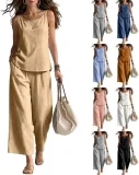 Cowyams Damen Zweiteiler Sommer Musselin Set (11 Farben, Gr. S bis 3XL)