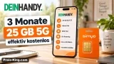 DEINHANDY: 3 Monate 25 GB 5G effektiv kostenlos