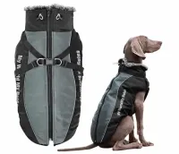 Didog wasserdichte Hunde-Winterjacke, Kaltwetter-Hundemäntel mit Geschirr und Pelzkragen