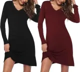 Ekouaer Damen Langarm Nachthemd  2er Pack (7 Farben,  Gr. S bis XXL) für 17,99 € inkl. Prime-Versand