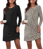 Ekouaer Damen Langarm Nachthemd 2Er Pack (5 Farben, Gr. S Bis Xxl) Für 21,59 € Inkl. Prime-Versand (Statt 35,99 €)