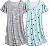 Ekouaer Damen Nachthemden Kurzarm 2Er Pack (10 Farbkombinationen, Gr. S Bis Xxl) Für 19,79 € Inkl. Prime-Versand (Statt 32,99 €)