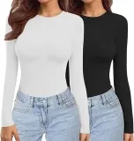 Ekouaer Damen Rundhals Langarmshirt 2 Pack (6 Farbkombinationen, Gr. Xs Bis Xxl) Für 14,99 € Inkl. Prime-Versand (Statt 29,99 €)