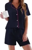 Ekouaer Damen Schlafanzug Kurzarm (11 Farben, Gr. S Bis Xxl) Für 14,99 € Inkl. Prime-Versand (Statt 29,99 €)