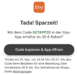 Etsy-Rabattaktion: 20€ sparen bei 40€ MBW! (Nur in der APP)