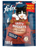 FELIX Tasty Nuggets Reich an Rind mit Lamm Katzensnacks, 6 x 180g