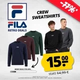 FILA Joey Retro Herren Crew Sweatshirt (5 Farben, Gr. S bis 2XL)