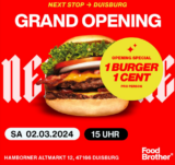 [Duisburg FOOD BROTHER] Burger für 0,01 € 🍔am 02.03.