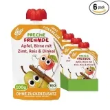 FRECHE FREUNDE Bio Quetschie Apfel Birne mit Zimt Reis & Dinkel (6x100g) ab 4,84 € inkl. Prime-Versand (statt 6,54 €)