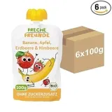 FRECHE FREUNDE Bio Quetschie Banane Apfel Erdbeere & Himbeere (6x100g) ab 3,58 € inkl. Prime-Versand (statt 6,54 €)