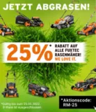 25% Rabatt auf alle Rasenmäher von Fuxtec