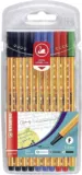 Fineliner – STABILO point 88 – 10er Pack Office (4 x schwarz, 3 x blau, 2 x rot, 1 x grün)