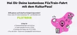 Gratis FlixTrain Fahrt mit dem KulturPass – Jetzt Hin- und Rückfahrt kostenlos sichern! (Wer im Jahr 2006 geboren wurde)