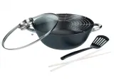Gsw Gsw Wok Set (Ø 32 cm Gusseisen Aroma Glasdeckel mit Ablagegitter 5-teilig)