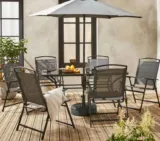 Gartentisch mit 6 Stühlen und Sonnenschirm