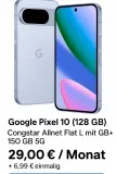 DEINHANDY: Google Pixel 10 (128 GB) + Congstar Allnet Flat L mit GB+ 150 GB 5G für 29,00 € / Monat + 6,99 € einmalig