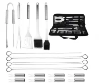 Grillbesteck, 20pcs Grillbesteck Set Grill Set Grillbesteck im Koffer Grillzange Grillset