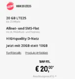 Sparhandy: 20 GB Telekom Allnet Flat (25 MBit/s) für 20€ mtl. keine Anschlussgebühr