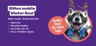 SIMon mobile 🦝 mobile Winter Deal: 70 GB+ 2GB D-Netz-Tarif für 9,99 € mit 5G – monatlich kündbar