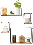 Hawthyhome Wandregal Set 4-Teiliges Regalböden Hängeregal Wandregale Metall und mit Holzbrettern (Gr. Quadratisch 4 PCS) für 9,99 € inkl. Prime-Versand (statt 26,99 €)