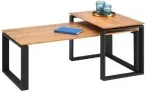 Hom`in Couchtischset Eiche massiv (65-110/40/40-50 cm rechteckig Schwarz, Eichefarben) ab 174,95 € inkl. Versand (169,00 € bei Abholung)