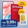 MediaMarkt Tarifwelt: Honor 400 (256 GB) + 1-Jahr Lizenz für McAfee LiveSafe Device Attach + Super Select S On 25GB 5G für 9,99 € / Monat + 64,94 € einmalig