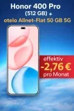 Gomibo: Honor 400 Pro (512 GB) + otelo Allnet-Flat 50 GB 5G für 19,99 € / Monat + 1,00 € einmalig