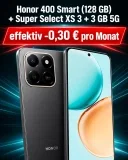 MediaMarkt Tarifwelt: Honor 400 Smart (128 GB) + McAfee LiveSafe Device Attach Rot + Super Select XS 3 + 3 GB 5G für 3,99 € / Monat + 36,94 € einmalig