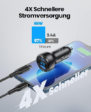 INIU zigarettenanzünder USB, 66W 6A Kfz Ladegerät, USB-C USB-A PD 3.0 & QC 4.0+