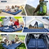 Isomatte Camping mit Fußpumpe (9cm Hoch, Integriertes Kissen)